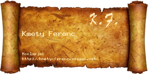 Kmety Ferenc névjegykártya